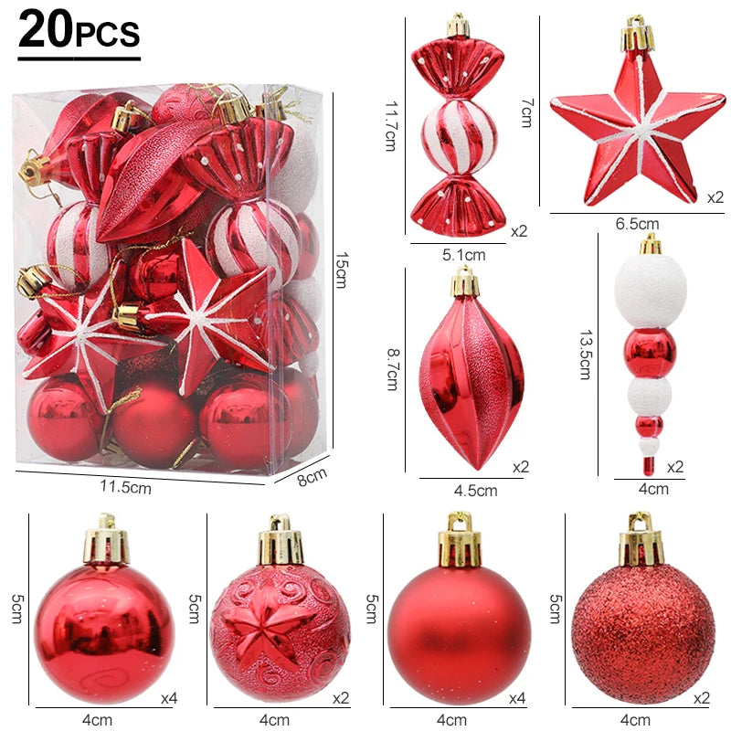 Bolas de Natal Vermelhas em Formato de Bengala Doce, Pingentes Grandes para Pendurar, Conjunto de Decorações de Natal para Casa 2026 Natal Ano Novo