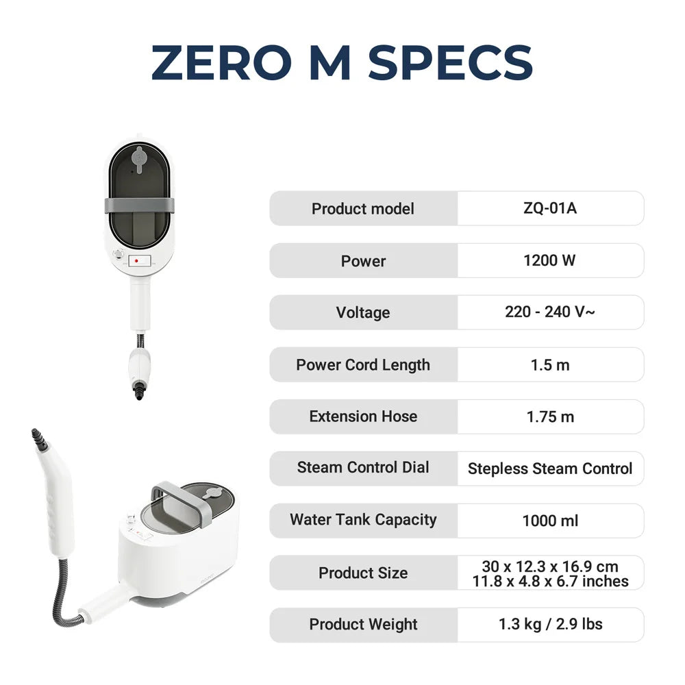 ROUNY Limpador a Vapor de 1200W, Vaporizador Portátil de Alta Pressão de 1L com Aquecimento Rápido em 15s e Vapor de 3,5 bar para Limpeza de Múltiplas Superfícies em Casa
