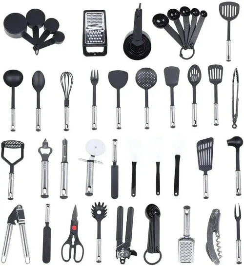 40 pçs utensílios de cozinha de aço inoxidável conjunto de utensílios de cozinha de náilon para cozinha cozimento mistura cozinha cozinhar - Kasa & Pet