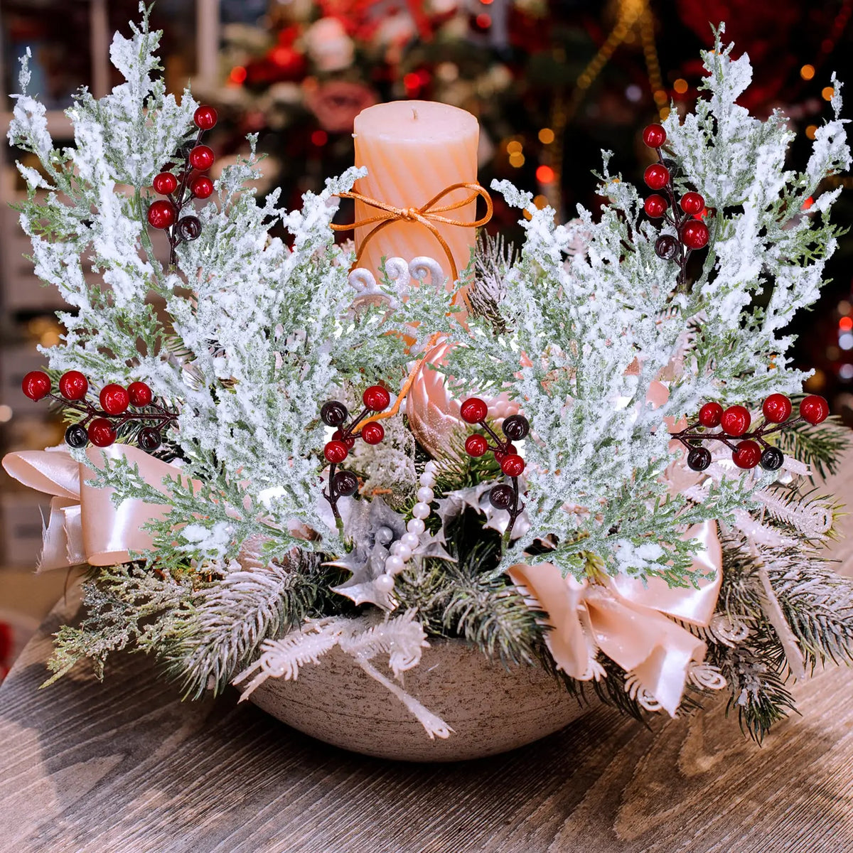 Natal vermelho berry flor artificial pinha ramo decorações da árvore de natal ornamento embalagem de presente festa em casa diy grinalda