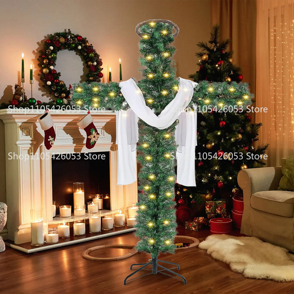 Decoração de interiores de Natal, árvore de Natal, cruz, árvore de Páscoa