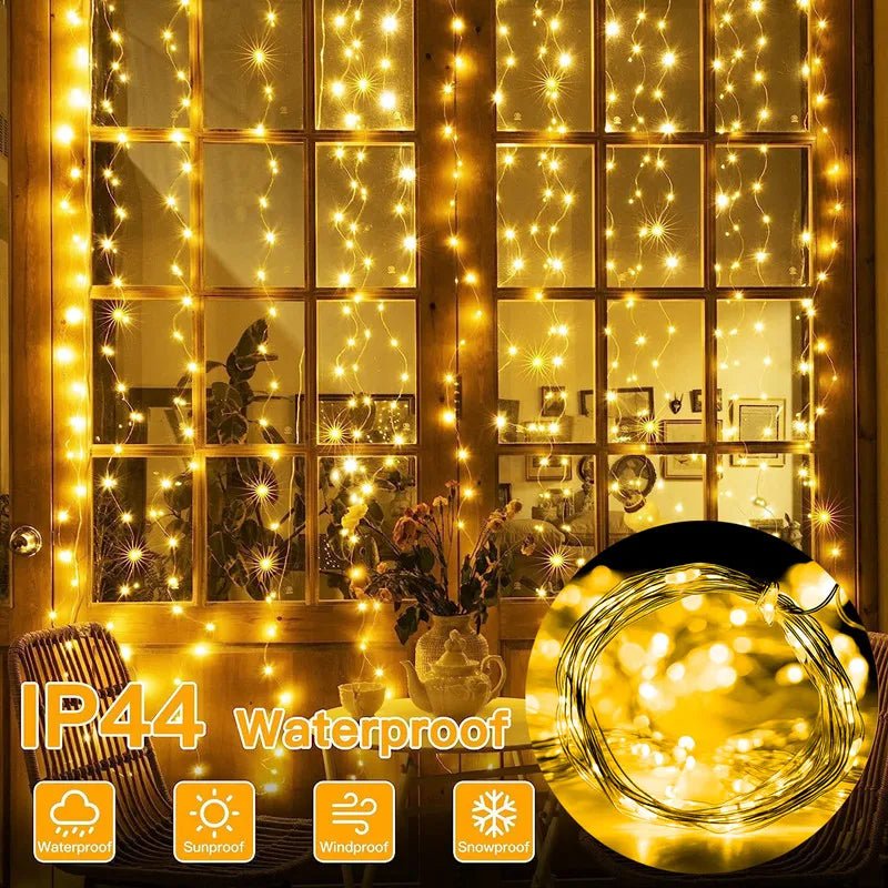 Luzes de natal led luzes de cortina de fadas 8 modo remoto usb festão decoração de natal para casa férias lâmpada de ano novo