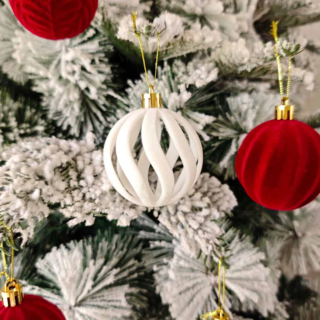 30 Bolas de Natal de Veludo, Enfeites de 6CM, Bolas de Natal Flocadas, Pingentes para Pendurar na Árvore de Natal, Decoração Festiva para Casa