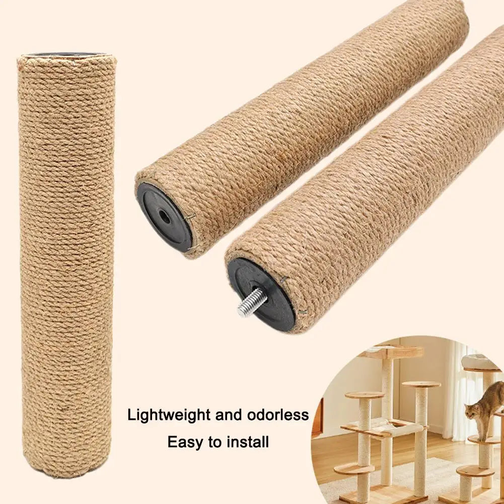 Poste Arranhador de Sisal para Gatos, Brinquedo Anti-Arranhões para Cuidado das Garras, Peças de Reposição Destacáveis DIY para Árvore de Gatos, Suprimentos Domésticos para Gatos de Estimação