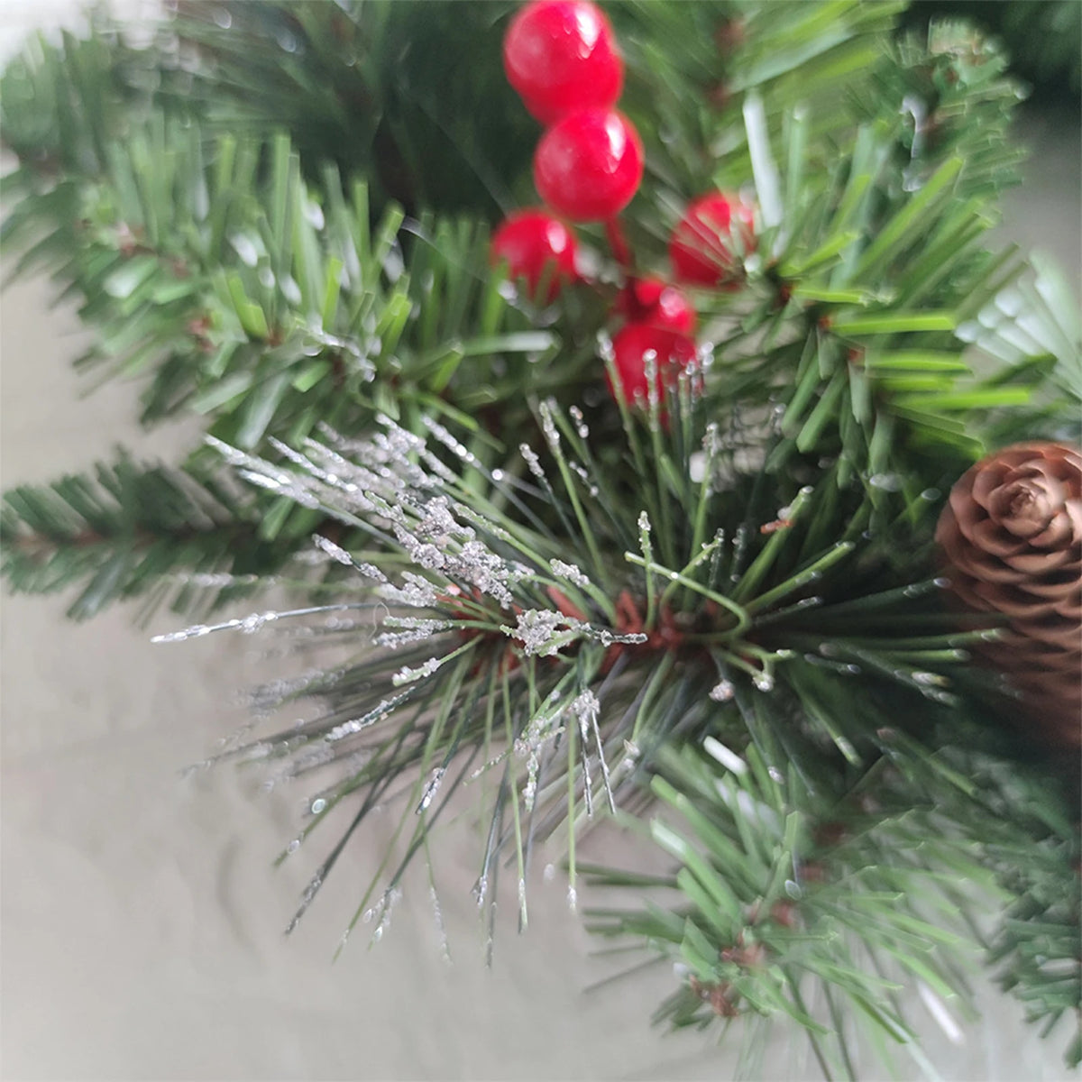 20-60cm led guirlanda de pinha de natal com bagas vermelhas artificial guirlanda de natal festa de ano novo decoração diy adicionar vibração de natal