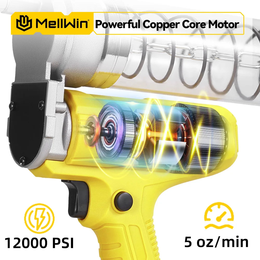 MELLWIN 12000PSL Máquina de Graxa Elétrica Sem Fio de Alta Pressão para Manutenção Automotiva, Ferramenta de Lubrificação a Óleo para Bateria Makita 18V