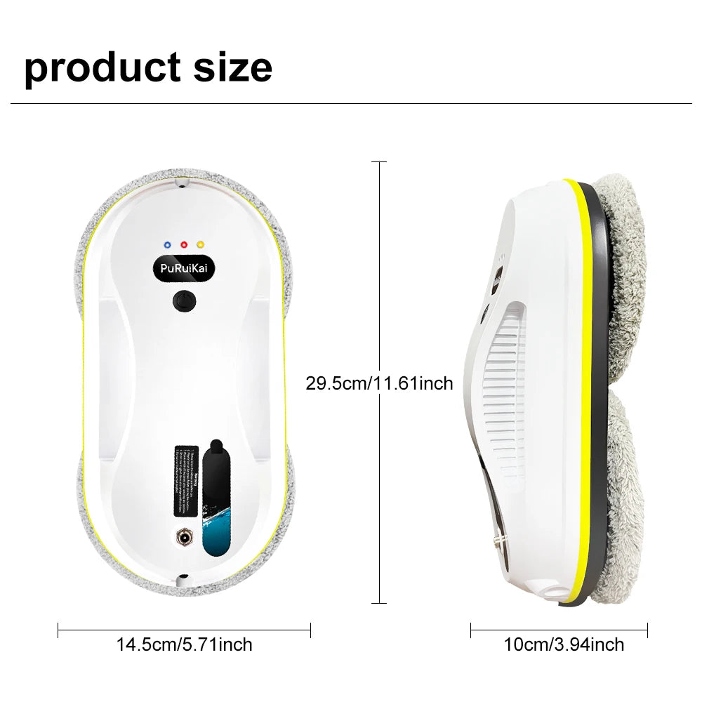 Robô de Limpeza Automático para Janelas PuRuiKai, Com Sistema Inteligente de Detecção de Bordas, Limpador de Vidros Robótico