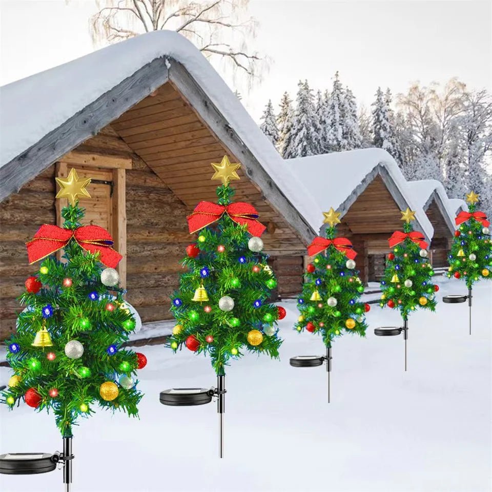 Árvore de natal luzes solares ao ar livre à prova dwaterproof água led jardim caminho gramado paisagem festivo decorativo luzes piso decoração natal