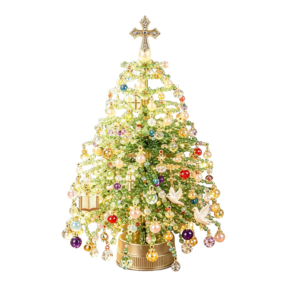 Kit de Artesanato de Natal DIY: Árvore de Natal com Contas e Luzes Brilhantes para Decoração com Contas
