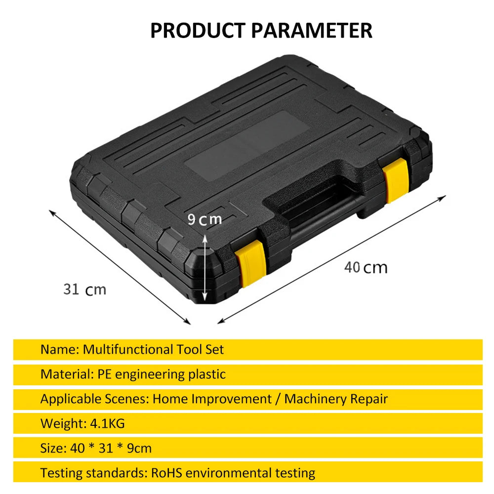 Conjunto de ferramentas manuais de 108 peças para reparo doméstico e de carro com caixa de ferramentas de plástico, kit de ferramentas domésticas em geral