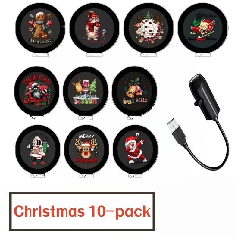 Projetor de Luz LED de Natal 3/6/10 peças com Padrões de Projeção - Luz Noturna Ajustável com Papai Noel e Árvore de Natal para Decoração de Natal - Kasa & Pet