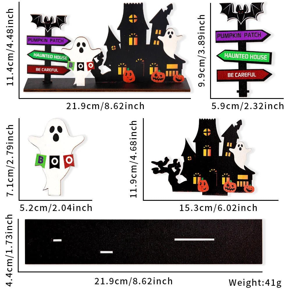 Decoração de mesa de Halloween, logotipo central de abóbora de madeira para casa assombrada, decoração assustadora de Halloween para mesas de reuniões familiares - Kasa & Pet