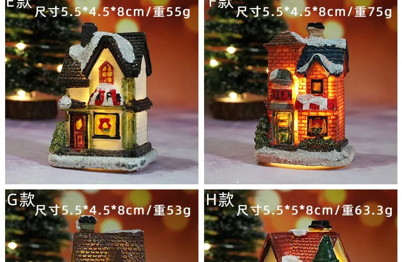 Natal led luz casa enfeites de árvore de natal led resina pequena vila casa natal brilho decoração presente feliz ano novo decorações dc05