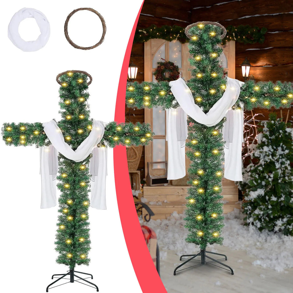 Decoração de interiores de Natal, árvore de Natal, cruz, árvore de Páscoa