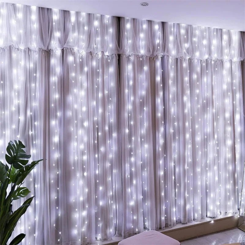 Luzes de natal led luzes de cortina de fadas 8 modo remoto usb festão decoração de natal para casa férias lâmpada de ano novo
