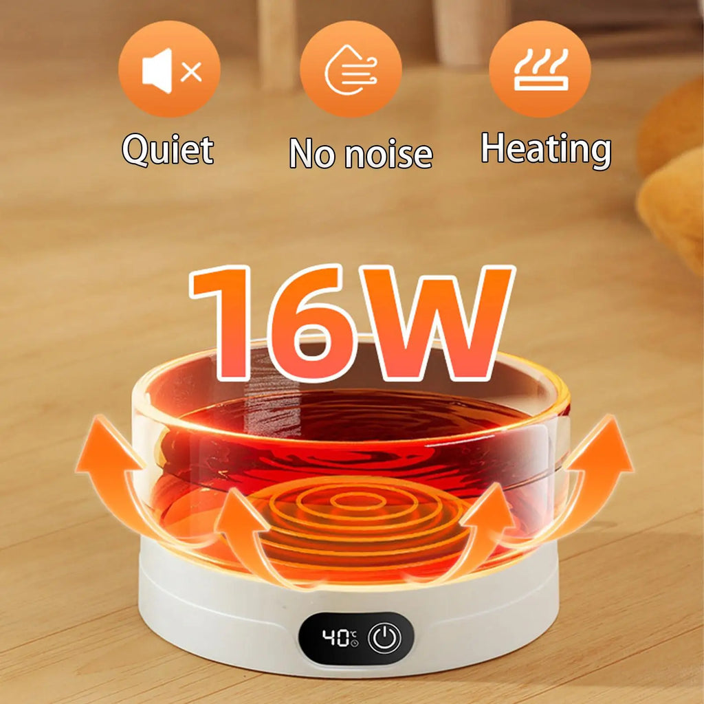Prato de gato aquecido com 4 configurações de temperatura, prato para beber inverno para animais de estimação, tigela de água aquecida térmica para galinhas, patos, pássaros, animais
