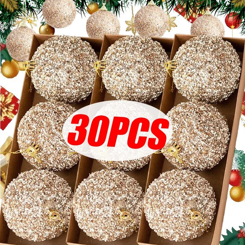 6cm champanhe ouro glitter bolas de natal diy árvore de natal pendurado pingentes de bola brilhante para decoração de festa de ano novo ornamentos