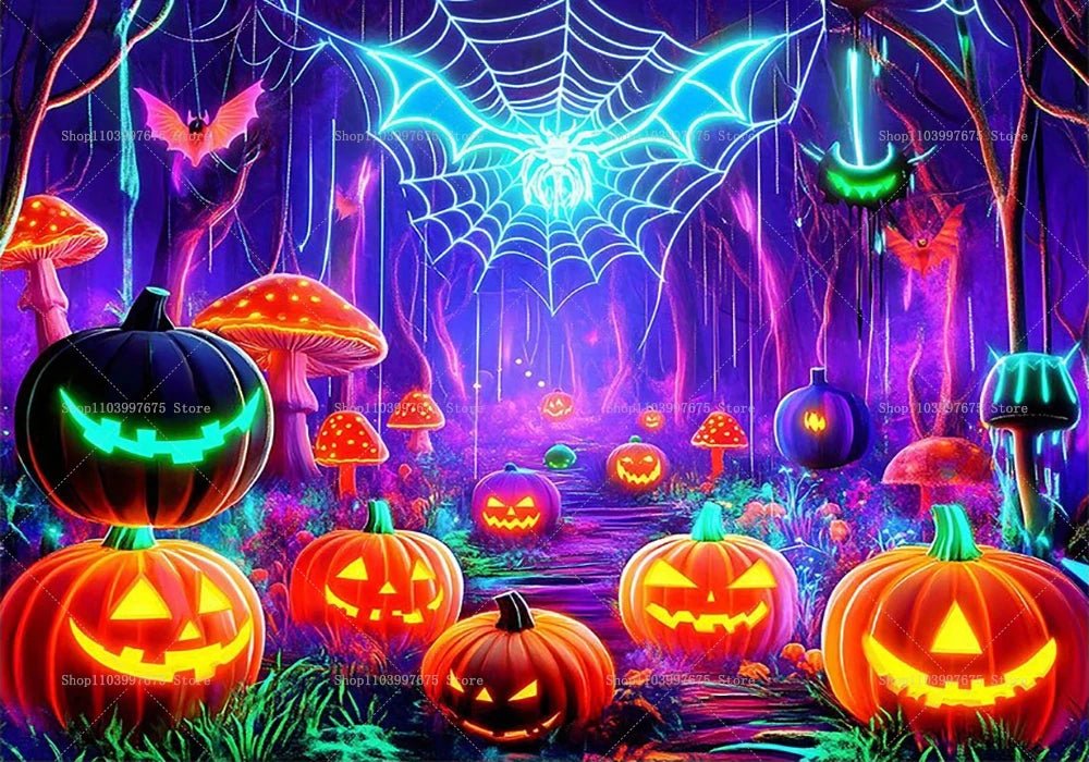 Halloween Backdrop Banner Pumpkin Bats Ghost Design Photography Background For Halloween Party Birthday Decorations Wall Decor - Kasa & Pet