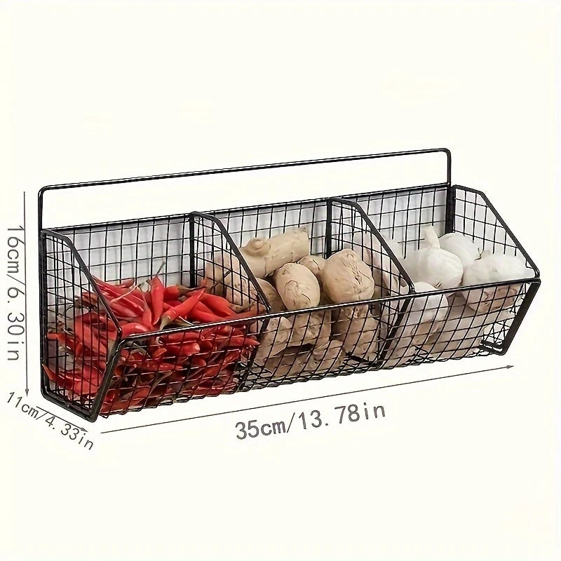 Prateleira de armazenamento para cozinha, organizador multifuncional de vegetais e condimentos, prateleira de parede com cestos suspensos