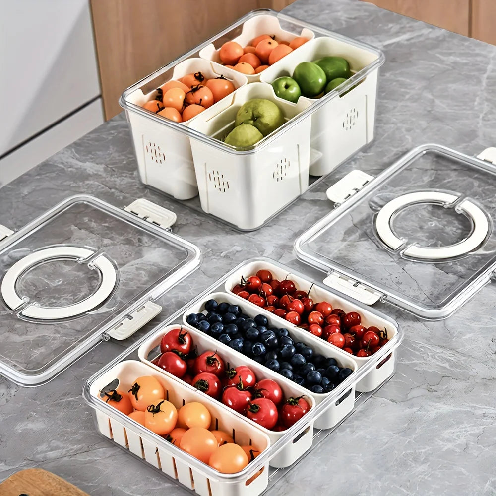 Bandeja de Servir Dividida com Tampa, Recipiente para Armazenamento de Alimentos, Caixa de Lanches, Recipientes para Lanches com 8 Compartimentos, Recipientes para Armazenamento de Frutas