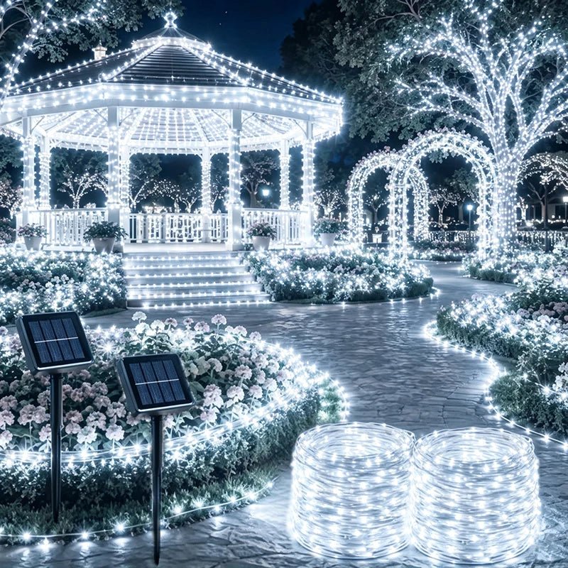 Luzes de Natal à Prova d'Água com 8 Modos, Luzes de Fada em Cordão, LED Alimentado por Energia Solar para Decoração de Árvore, Pátio, Quintal e Jardim Externo - Kasa & Pet