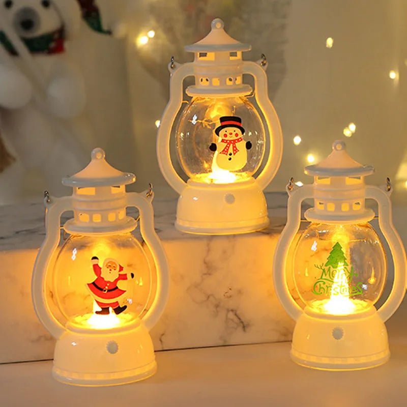 Portátil led natal papai noel boneco de neve lanternas decoração interior luzes alimentado por bateria para casa natal ano novo navidad ornamentos