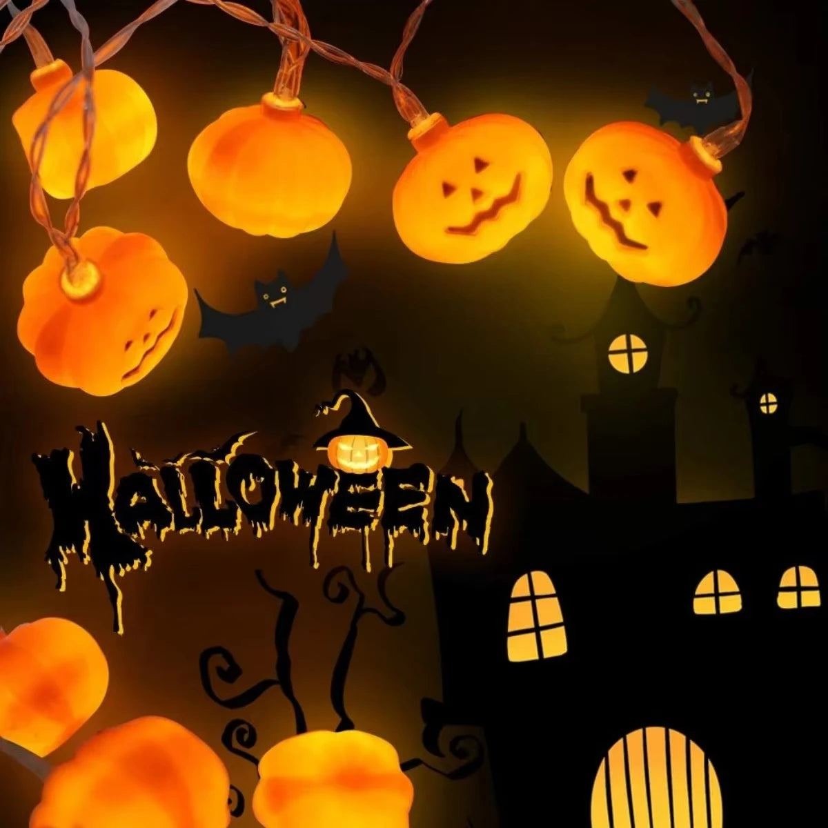 Decoração de Halloween: Luzes de Corda de Abóbora para Atmosfera de Terror, Decoração para Casa, Festa de Halloween, Doçura ou Travessura, Iluminação DIY