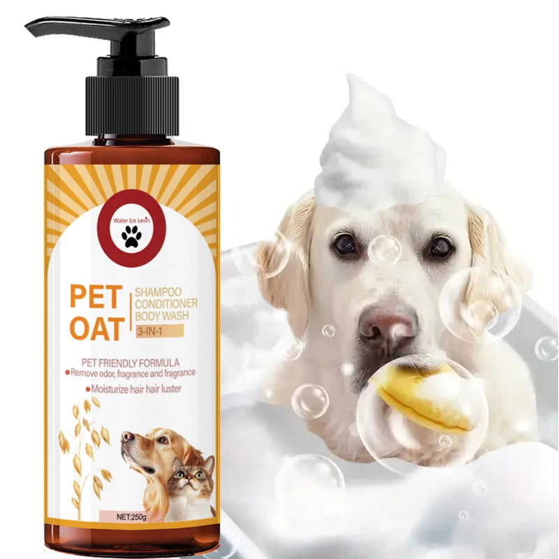 Shampoo para animais de estimação de 250g; Limpe pelos de animais de estimação, remove odor, faz o cabelo liso e não secura, tem fragrância de longa duração, shampoo especial para animais de estimação, banho, adequa