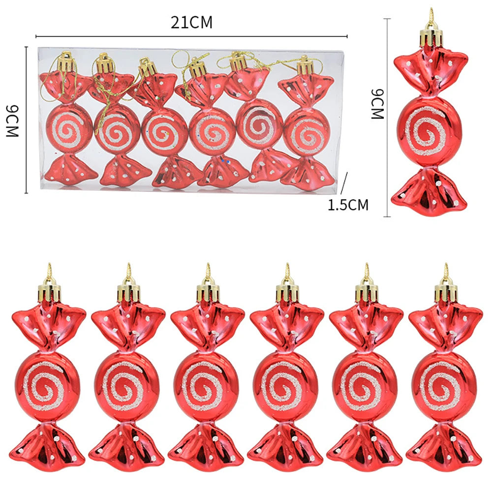 Decorações de doces para árvore de natal, bastão de doces vermelho e dourado, pinhas, decoração de casa de natal 2025, enfeite de árvore de natal