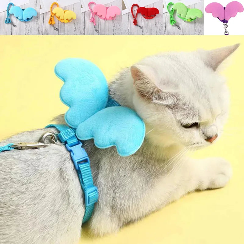Coleira de pato com asa fofa, arnês de segurança para gato de estimação, filhote de cachorro, gatinho, corda de reboque ajustável, suprimentos para animais de estimação, animais pequenos