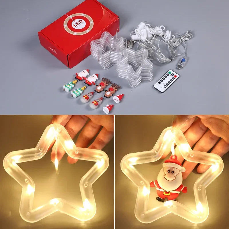 Natal LED Strip Lights para decoração do quarto, lâmpada guirlanda, plugue USB, quarto, sala de estar, janela