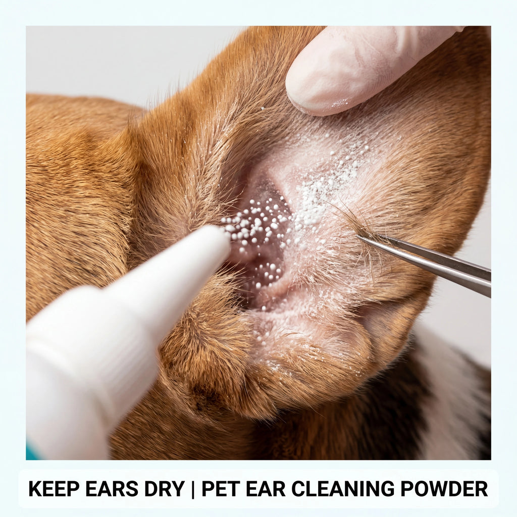 Pó de Limpeza de Ouvidos para Cães e Gatos, Pó Profissional para Remoção de Pelos dos Ouvidos, Alivia Coceira, Mantém Seco, Suprimentos para Cuidado dos Ouvidos de Animais de Estimação