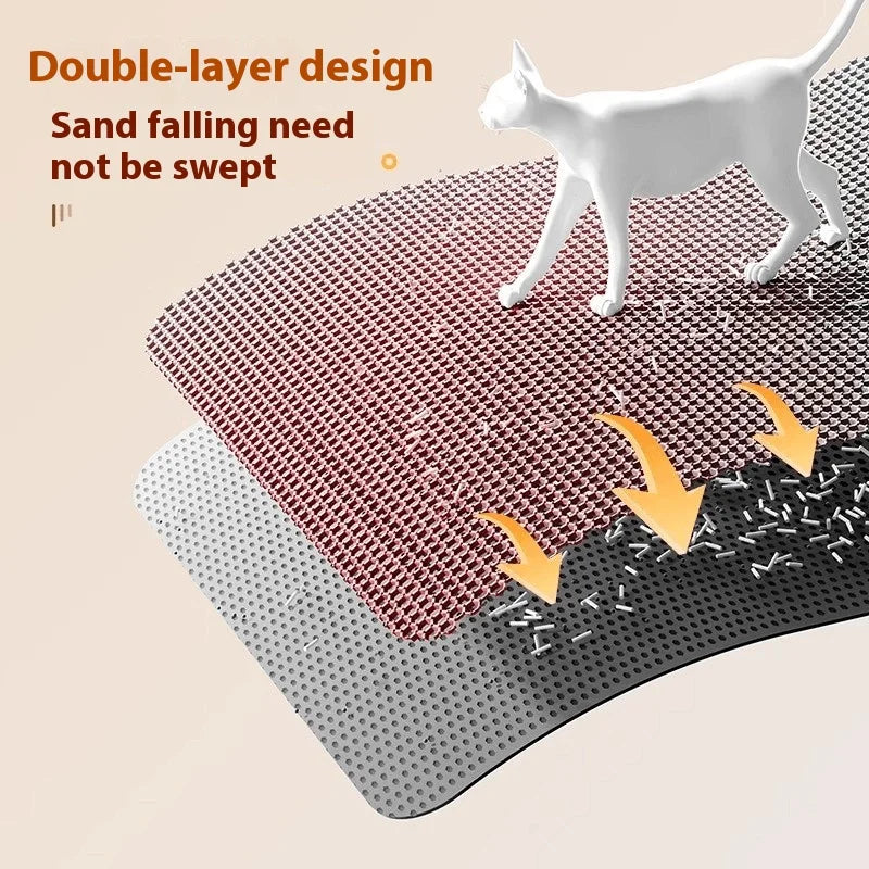 Tapete de areia extra grande para gatos, resistente, à prova d'água, 2 camadas, antiderrapante, lavável, protetor de piso para animais de estimação, caixa de areia