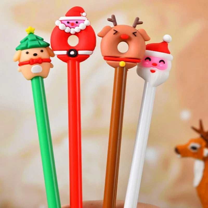 12 canetas neutras com tema de Natal, papelaria de escritório e estudo, bons presentes para estudantes, diversos estilos, decorações DIY de férias