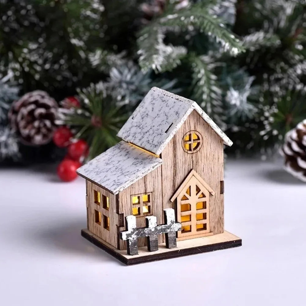 Natal led luz casa de madeira cabine luminosa feliz natal decorações para casa diy enfeites de árvore de natal crianças presentes ano novo