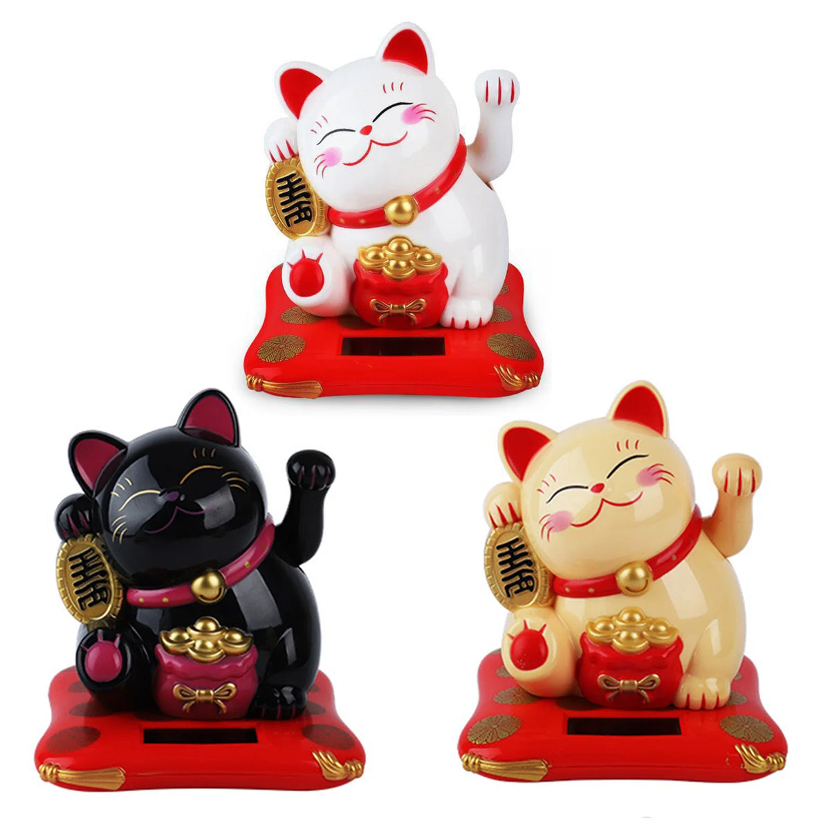 2.5 Polegada ornamentos de gato da sorte bonito mesa de energia solar decoração de gato funciona bem gato da sorte ornamentos de carro durável decoração para casa Kasa & Pet