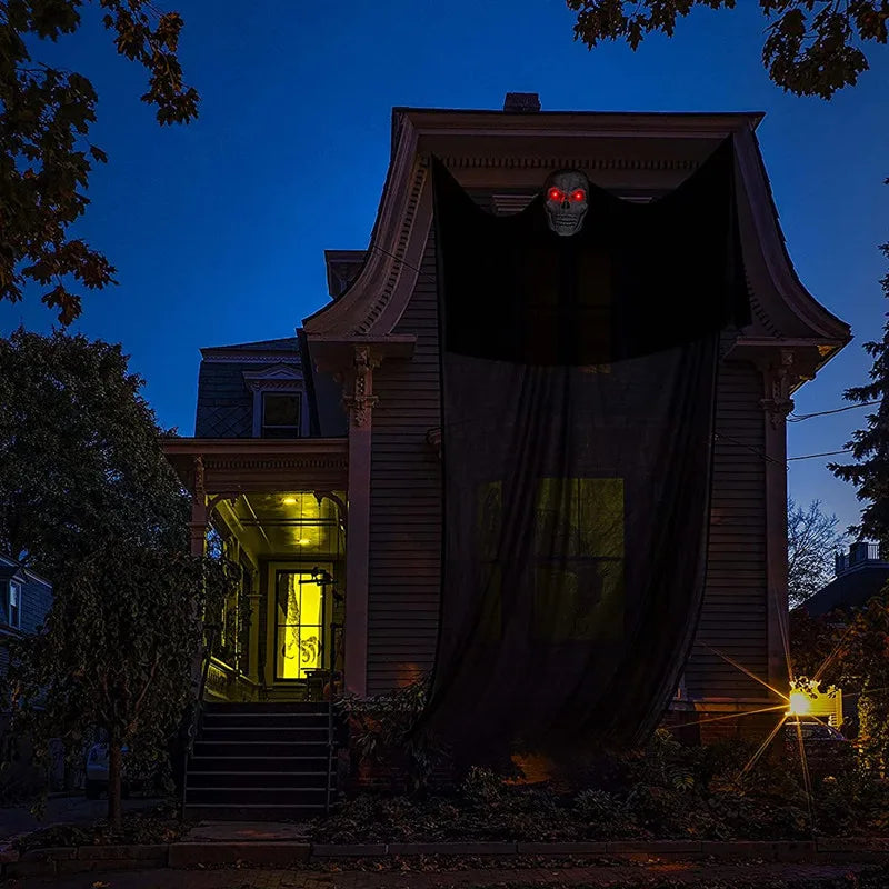 Crânio Suspenso Fantasma Para O Halloween, Decoração De Casa Assombrada, Som LED, Ornamento, Bar Interior E Exterior, Decoração De Festa De Halloween