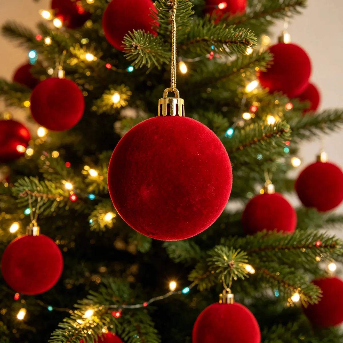 Conjunto de 34/16 Bolas de Natal em Veludo Borgonha, Decorações Perfeitas para Árvore de Natal - Enfeites de Bolas de Natal para Halloween, Ação de Graças, Aniversários e Casamentos, Decorações Duráveis de Plástico
