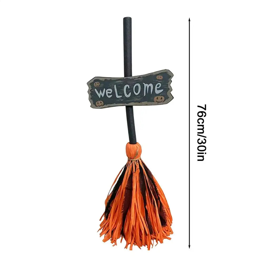 Vassoura de Bruxa Animada para Decoração de Halloween com Sensor de Movimento, Iluminação e Efeito Flutuante, Adereço Assustador e Dançante para Casa Assombrada