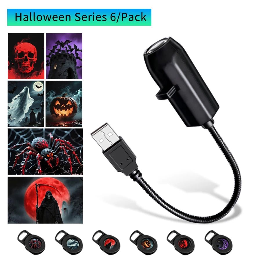 Natal dia das bruxas conduziu a lâmpada de projeção abóbora luz da noite projetor parede teto ornamentos do feriado usb lua atmosfera luz - Kasa & Pet