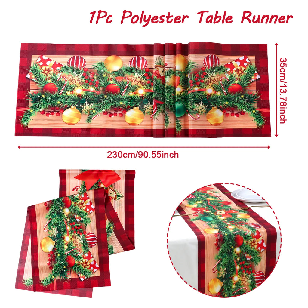 Natal papai noel corredor de mesa navidad natal noel árvore boneco de neve bandeira de mesa feliz natal decoração para casa 2025 ano novo 2026