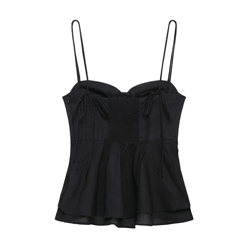 MUJER Black Corset Crop Top Woman Summer Camisole Backless Top Women Sleeveless Bustier Top Woman 2025 Sexy Beach Tops for Women
