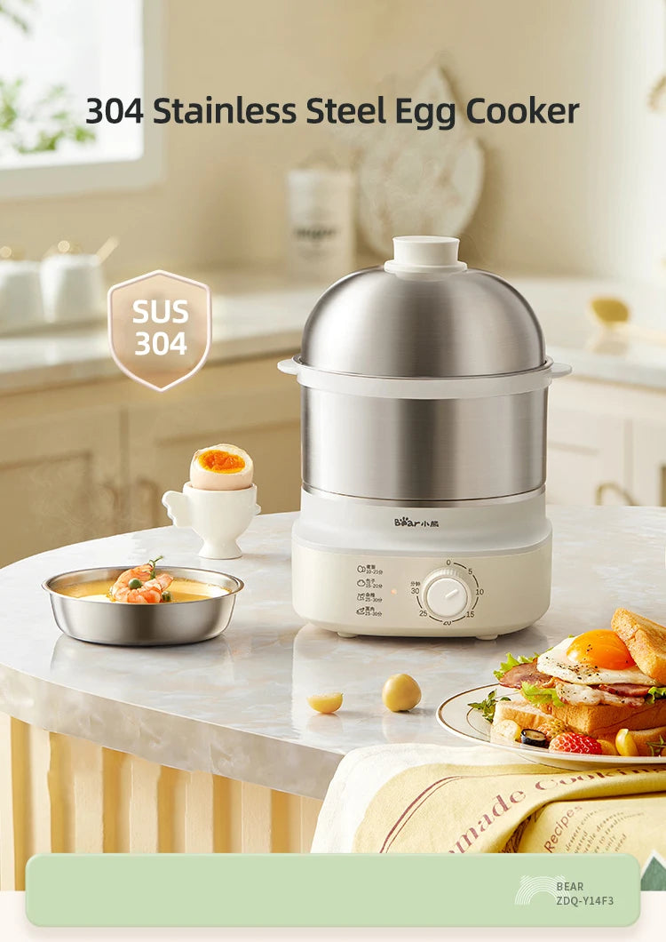 Caldeira elétrica automática de ovos, máquina de café da manhã, vaporizador multicooker, fogões de ovos, waffle doméstico, fogão a vapor com temporizador, 360W