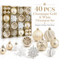 Conjunto de 40 Decorações de Natal em Ouro Champanhe e Branco, Decorações para Árvore de Natal, Adequado para Casamentos e Natal