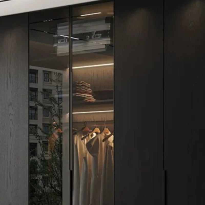 Guarda-roupas de Luxo que Economizam Espaço, com Vidro Canelado, Sistema de Estruturas Organizadoras, Guarda-roupa Solteiro, Móveis para Quarto