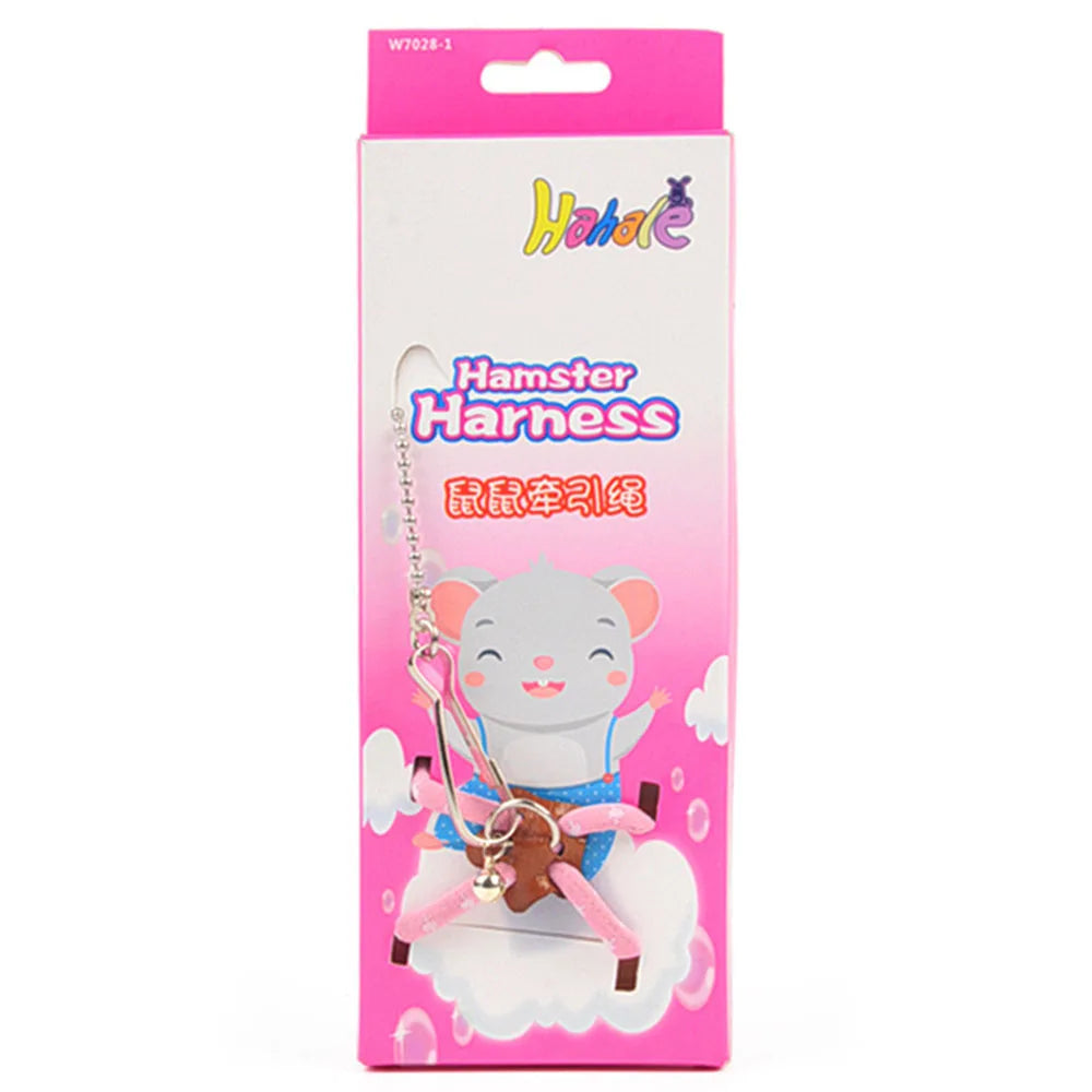 Pet ajustável macio arnês sino trela conjunto mouse hamster furões rato animal de estimação porco trela hamster arnês corda anti-mordida pet andando