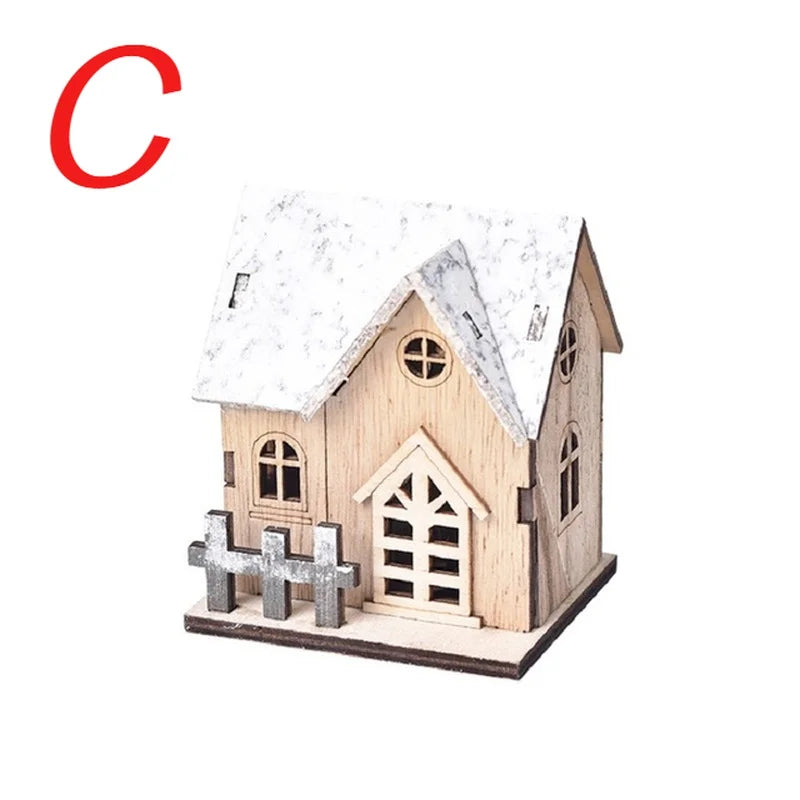 Natal led luz casa de madeira cabine luminosa feliz natal decorações para casa diy enfeites de árvore de natal crianças presentes ano novo