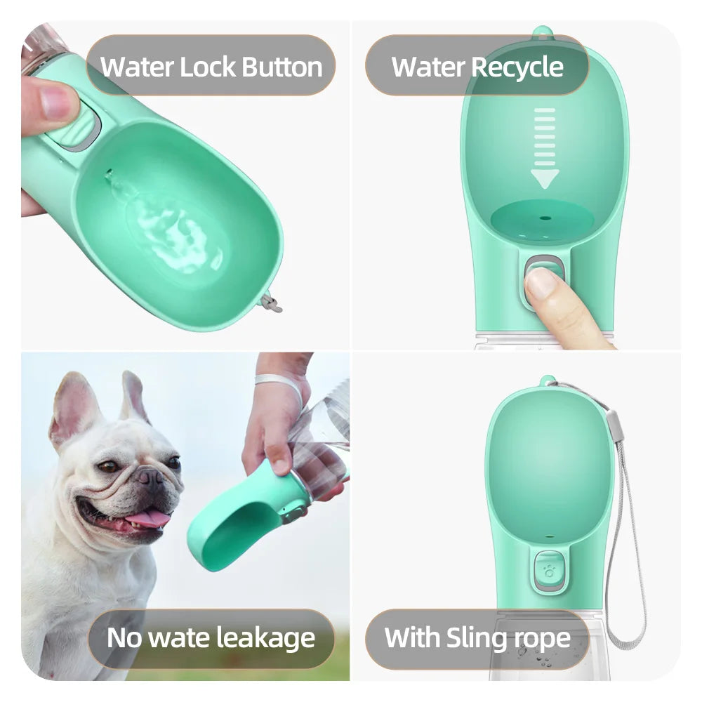 Garrafa de água portátil para cães pequenos e grandes gatos ao ar livre à prova de vazamento andando tigelas chihuahua buldogue francês suprimentos