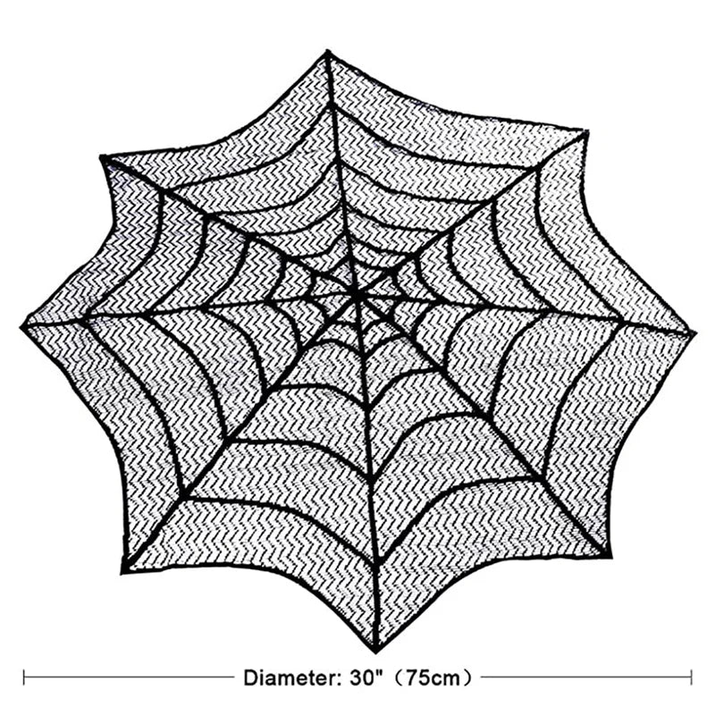 Kit de Decorações de Halloween: Toalha de Mesa com Teia de Aranha, Caminho de Mesa, Decoração para Lareira, Toalha de Mesa com Renda e Teia de Aranha, Decoração para Festa de Halloween - Kasa & Pet