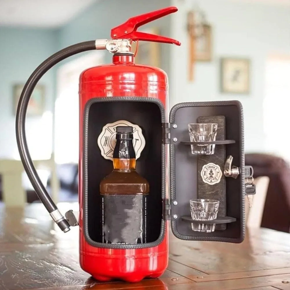 Novo armário de licor portátil metal vermelho/preto suporte garrafa extintor sistema armazenamento barra